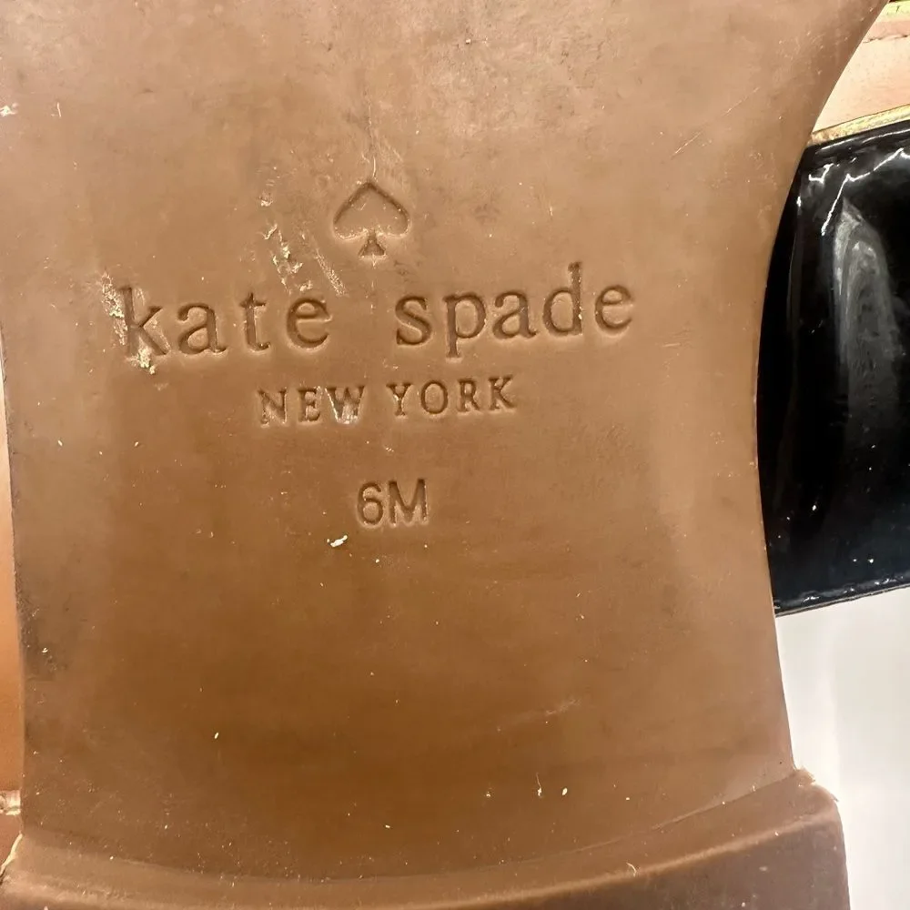 Kate Spade New York- Cassandra Black Patent Leather Thong Flats Size 6